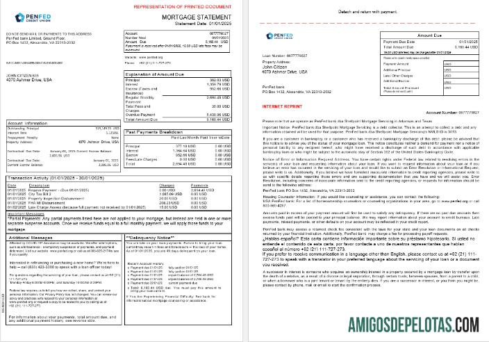 Declaração de hipoteca da cooperativa de crédito federal do Pentágono dos EUA em formatos Word e PDF, 3 páginas amostra
